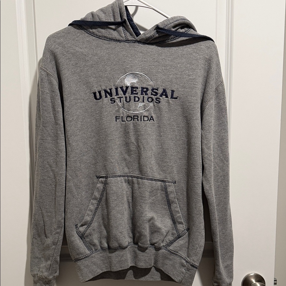 Universal Gray Hoodie with Navy Accents